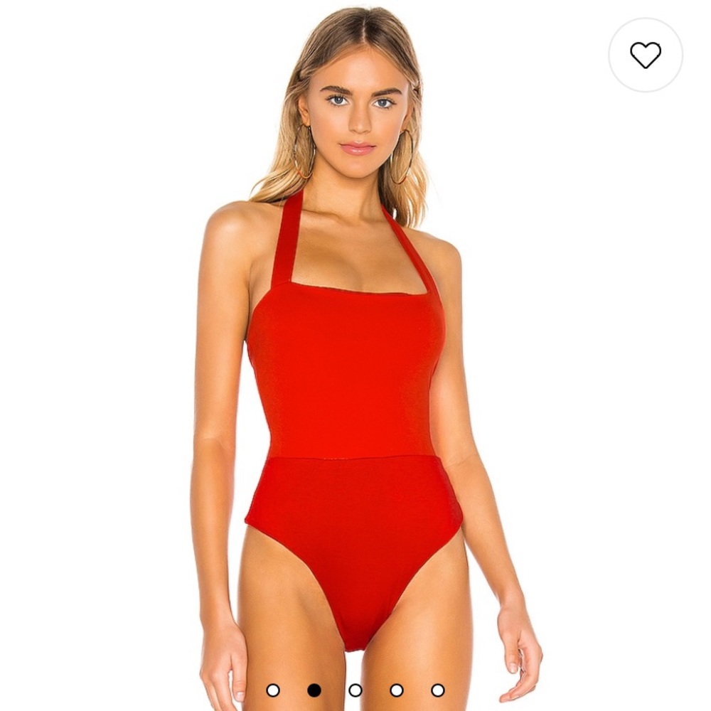 Superdown Reese halter top bodysuit in red